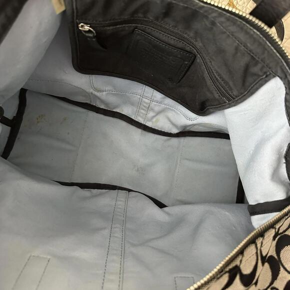 Y2K vintage Coach Signature bag in black & gray jacquard with black leather trim - Picture 3 of 6